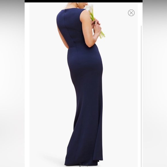 NWT Dress The Population Monroe Side Slit Gown in Midnight Blue - Picture 3 of 8